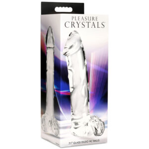 Pleasure Crystals 7.1" Glass Dildo With Balls