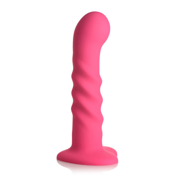 Simply Sweet 21X Vibrating Ribbed Silicone Dildo With Remote Pink - Image 2