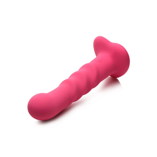 Simply Sweet 21X Vibrating Ribbed Silicone Dildo With Remote Pink - Image 3