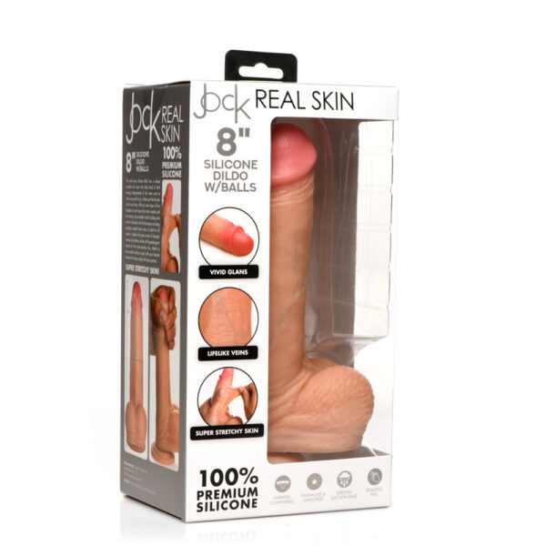Jock 8" Realistic Skin Silicone Dildo With Balls Light