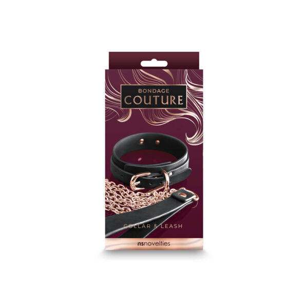 Bondage Couture Collar And Leash Black