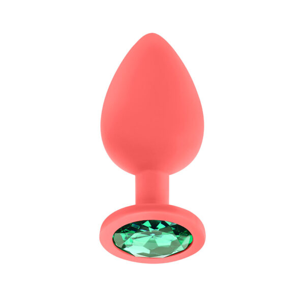 Jp33: Jeweled Large Plug W/ 3 Stones Coral - Image 2