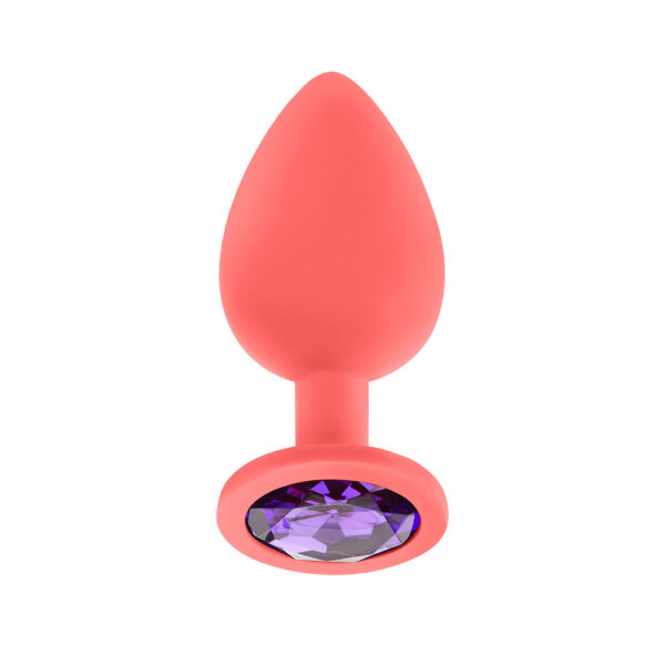 Jp33: Jeweled Large Plug W/ 3 Stones Coral - Image 3
