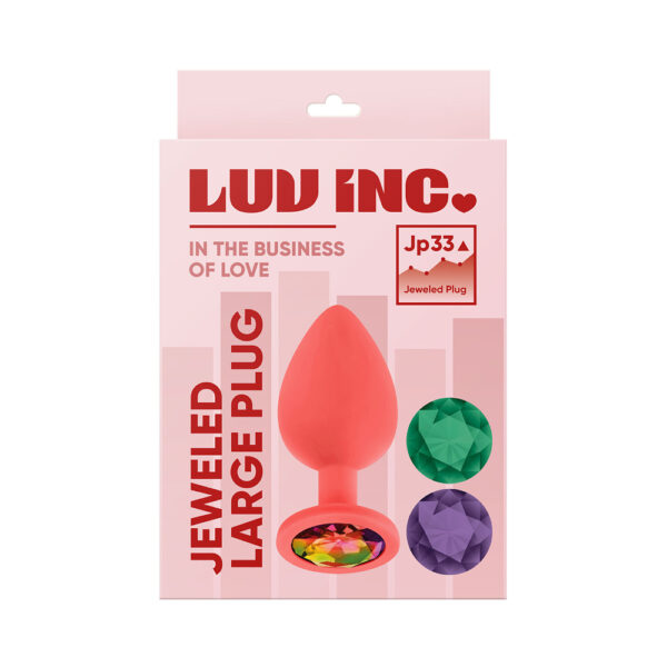 Jp33: Jeweled Large Plug W/ 3 Stones Coral