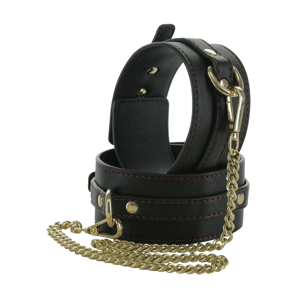 Ankle Cuffs With Hook And Chain Black 2 Ankle Cuffs With Hook And Chain Black - Image 2