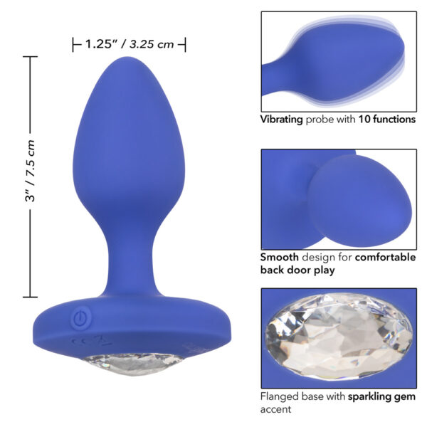 Cheeky Gems Medium Rechargeable Vibrating Probe Blue - Image 3