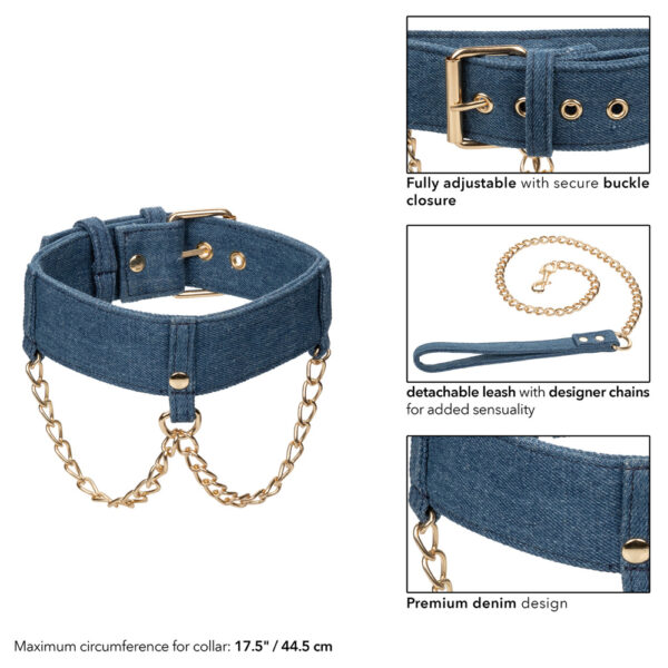 Ride 'Em Premium Denim Collection Collar With Leash - Image 3