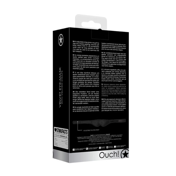 Ouch! Velvet & Velcro Adjustable Eye Mask Black - Image 3