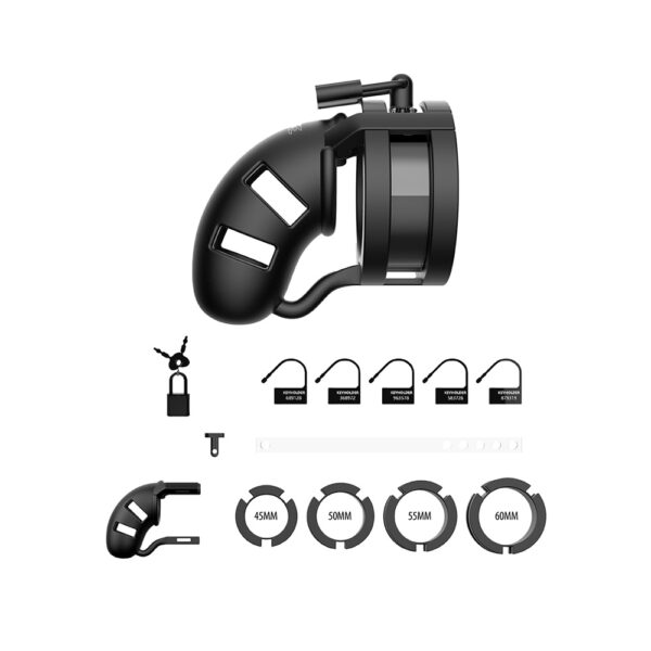 Mancage Model 18 Chastity 3.5" Silicone Cage Ballsplitter Black - Image 3