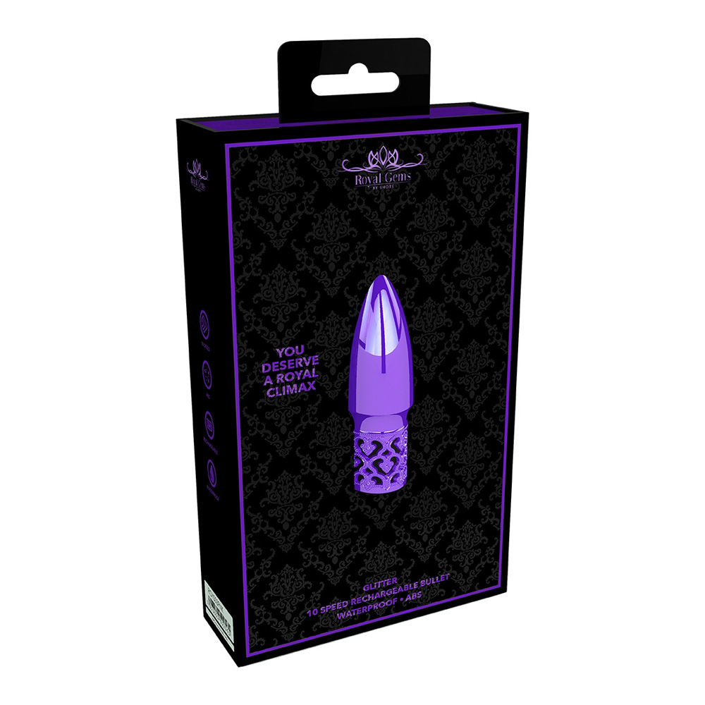 Royal Gems Glitter Rechargeable Abs Bullet Purple 1 Royal Gems Glitter Rechargeable Abs Bullet Purple