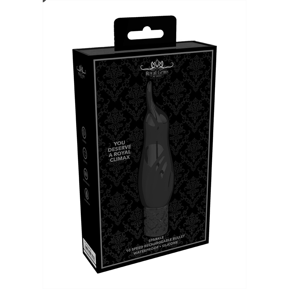 Royal Gems Sparkle Rechargeable Silicone Bullet Black 1 Royal Gems Sparkle Rechargeable Silicone Bullet Black