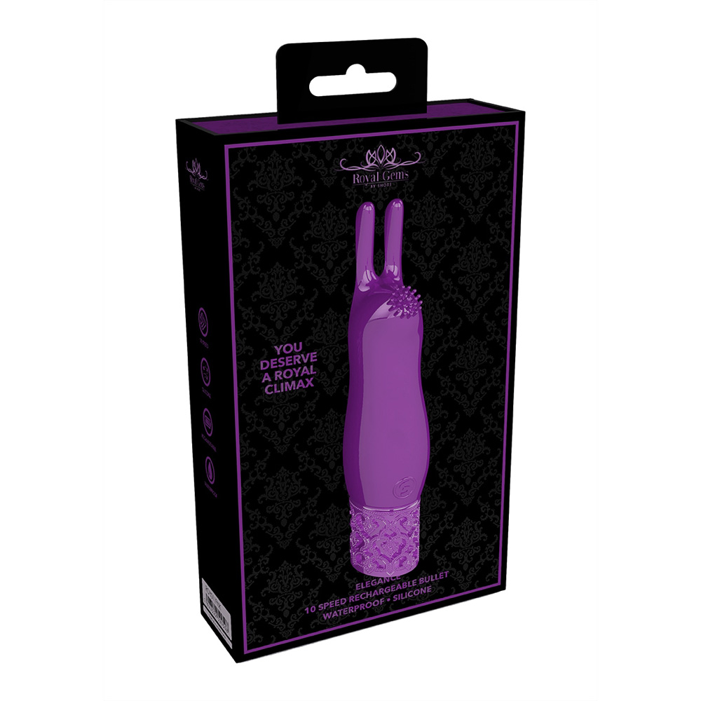 Royal Gems Elegance Rechargeable Silicone Bullet Purple 1 Royal Gems Elegance Rechargeable Silicone Bullet Purple