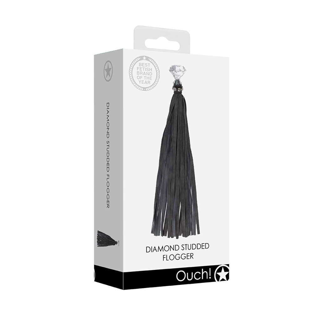 Ouch! Diamond Studded Whip Black 1 Ouch! Diamond Studded Whip Black