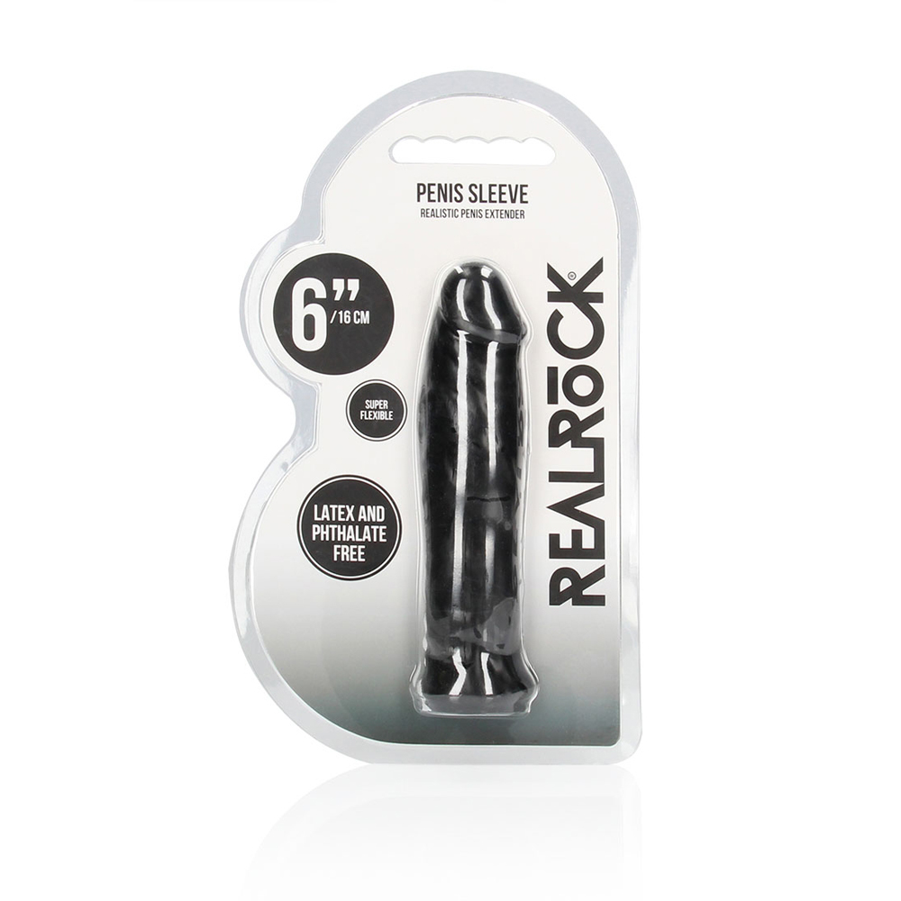 Realrock Penis Sleeve 6" Black 1 Realrock Penis Sleeve 6" Black