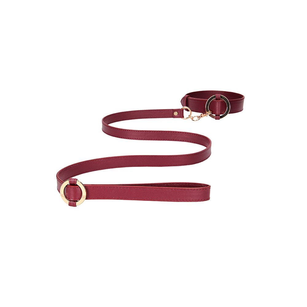 Ouch! Halo Collar With Leash Burgundy 2 Ouch! Halo Collar With Leash Burgundy - Image 2