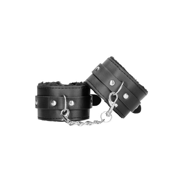 Plush Bonded Leather Hand Cuffs With Adjustable Straps - Image 2