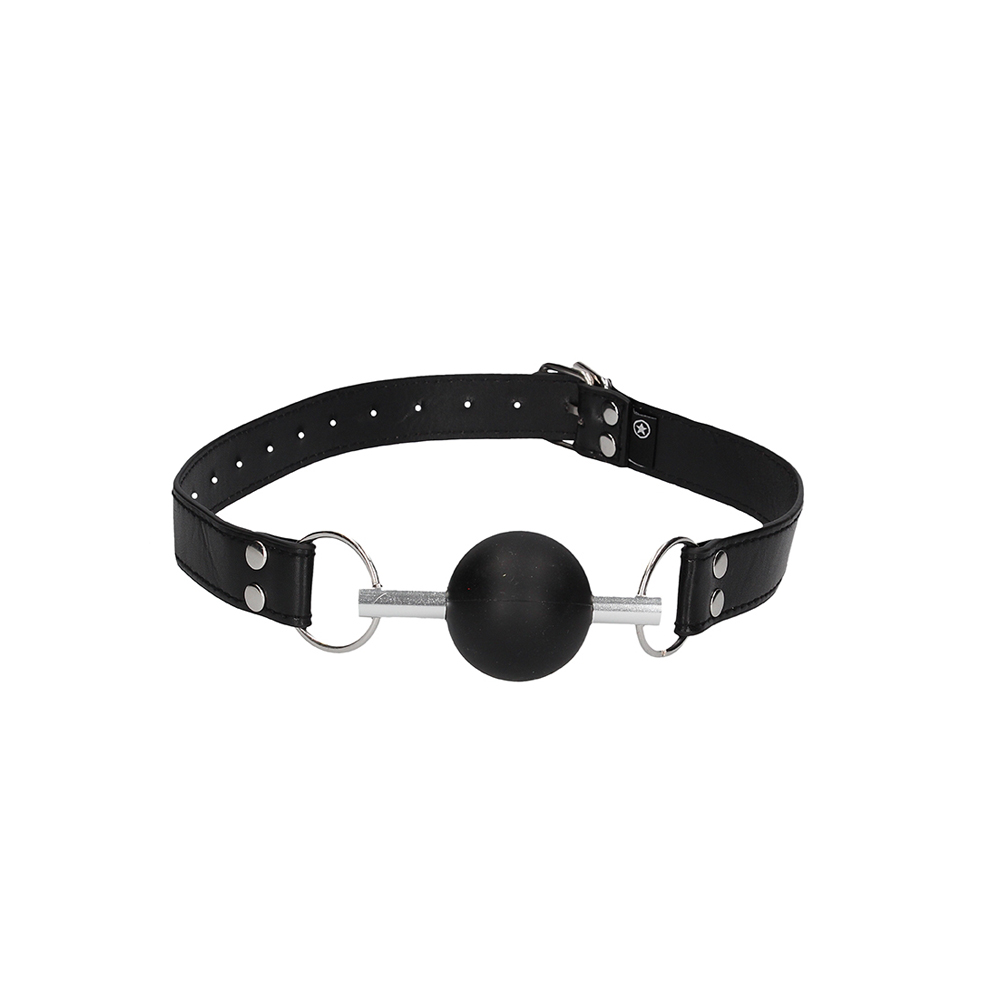 Solid Ball Gag With Bonded Leather Straps 2 Solid Ball Gag With Bonded Leather Straps - Image 2