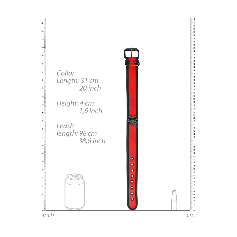Ouch! Neoprene Collar With Leash Red 3 Ouch! Neoprene Collar With Leash Red - Image 3