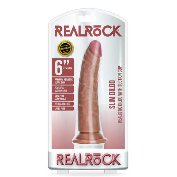 Slim Realistic Dildo Without Balls With Suction Cup 6'' Tan