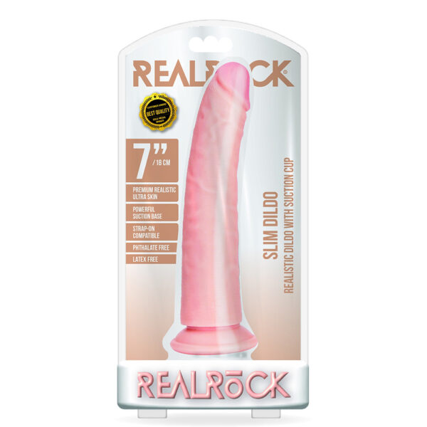Slim Realistic Dildo Without Balls With Suction Cup 7'' Flesh