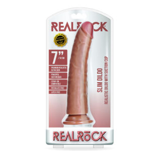Slim Realistic Dildo Without Balls With Suction Cup 7'' Tan