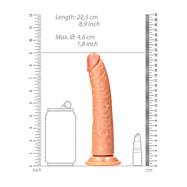 Slim Realistic Dildo Without Balls With Suction Cup 8'' Tan - Image 3