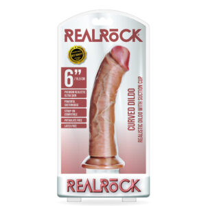 Curved Realistic Dildo Without Balls With Suction Cup 6'' Tan