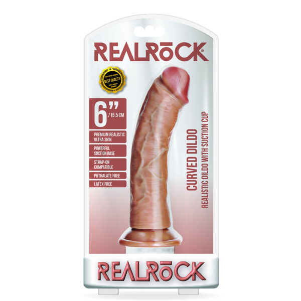 Curved Realistic Dildo Without Balls With Suction Cup 6'' Tan