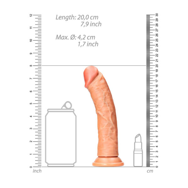 Curved Realistic Dildo Without Balls With Suction Cup 7'' Tan - Image 3