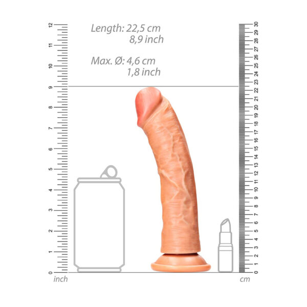 Curved Realistic Dildo Without Balls With Suction Cup 8'' Tan - Image 3