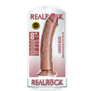 Curved Realistic Dildo Without Balls With Suction Cup 8'' Tan