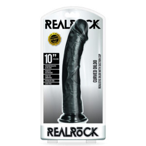 Curved Realistic Dildo Without Balls With Suction Cup 10'' Black