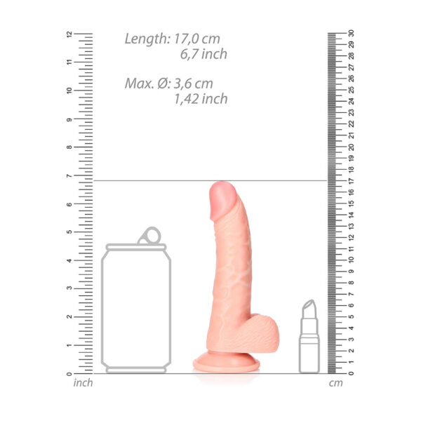Curved Realistic Dildo With Balls And Suction Cup 6'' Flesh - Image 3