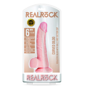 Curved Realistic Dildo With Balls And Suction Cup 6'' Flesh