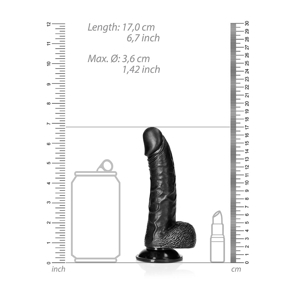 Curved Realistic Dildo With Balls And Suction Cup 6'' Black 3 Curved Realistic Dildo With Balls And Suction Cup 6'' Black - Image 3