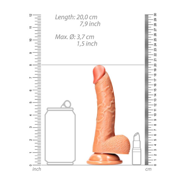 Curved Realistic Dildo With Balls And Suction Cup 7'' Tan - Image 3