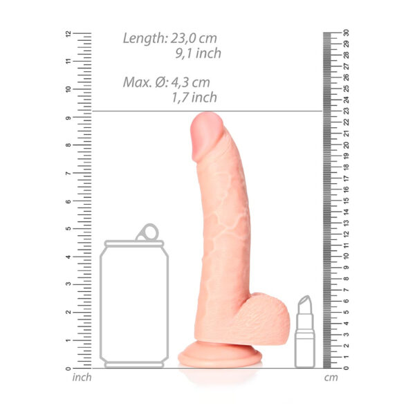 Curved Realistic Dildo With Balls And Suction Cup 8'' Flesh - Image 3