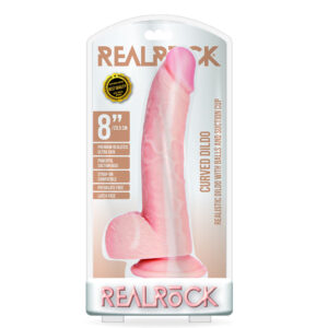 Curved Realistic Dildo With Balls And Suction Cup 8'' Flesh