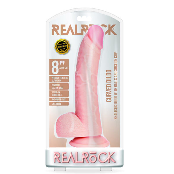 Curved Realistic Dildo With Balls And Suction Cup 8'' Flesh