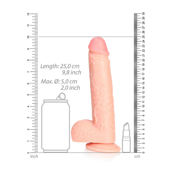 Straight Realistic Dildo With Balls And Suction Cup 9'' Flesh - Image 3