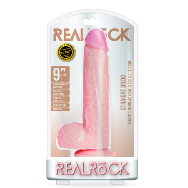 Straight Realistic Dildo With Balls And Suction Cup 9'' Flesh
