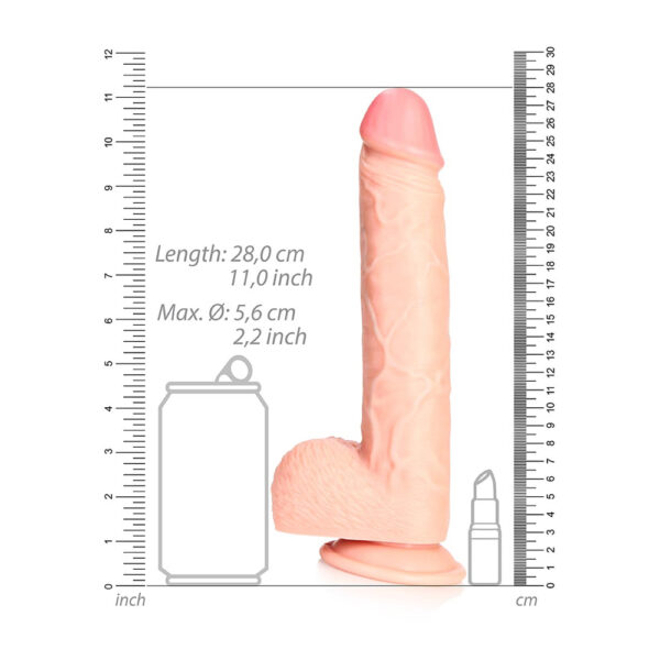 Straight Realistic Dildo With Balls And Suction Cup 10'' Flesh - Image 3
