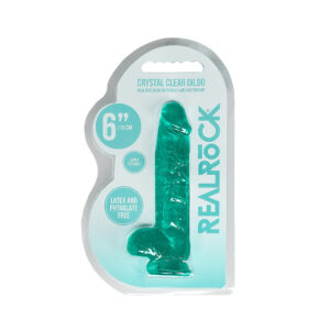 Realistic Dildo With Balls 6" Turquoise