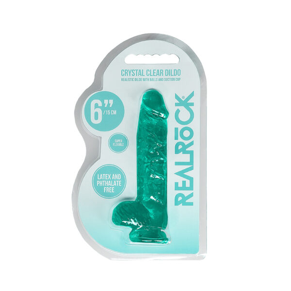Realistic Dildo With Balls 6" Turquoise