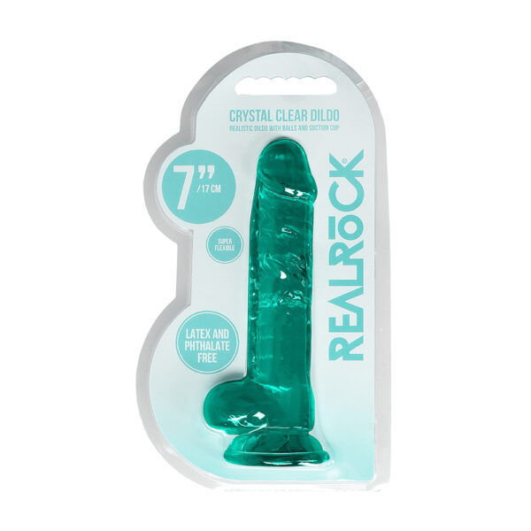 Realistic Dildo With Balls 7" Turquoise