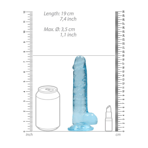 Realistic Dildo With Balls 7" Blue - Image 3