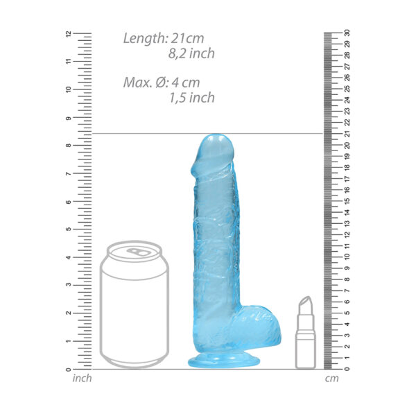 Realistic Dildo With Balls 8" Blue - Image 3