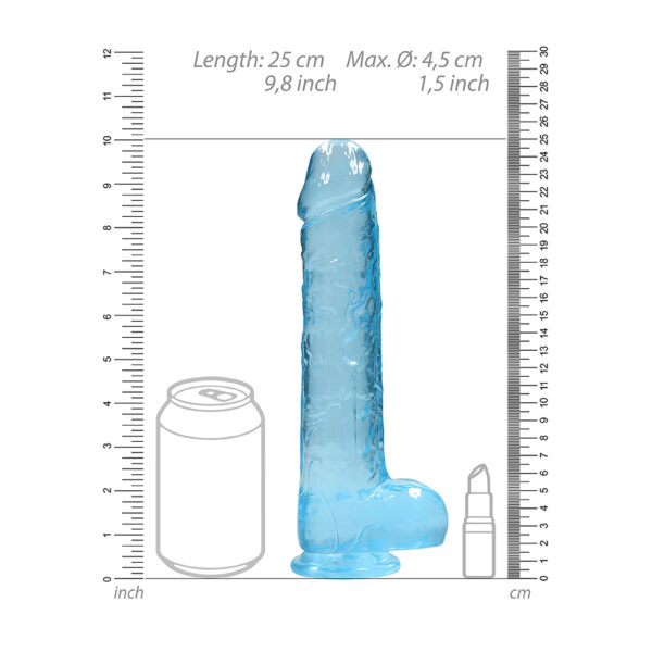 Realistic Dildo With Balls 9" Blue - Image 3