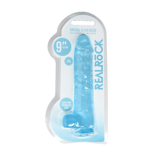 Realistic Dildo With Balls 9" Blue