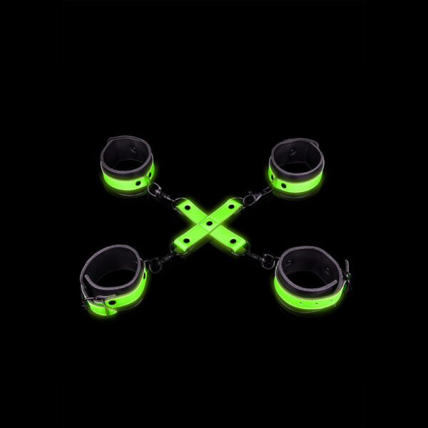 Ouch! Hand & Ankle Cuffs With Hogtie Glow In The Dark - Image 2
